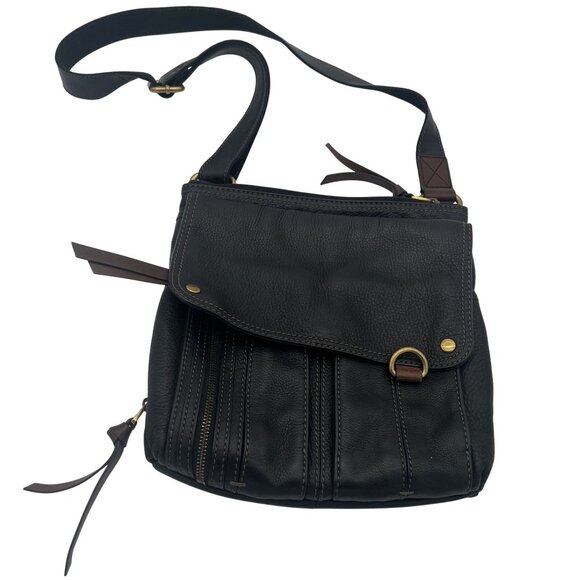 Fossil Black Leather Crossbody Bag With Adjustable Strap - Picture 1 of 5